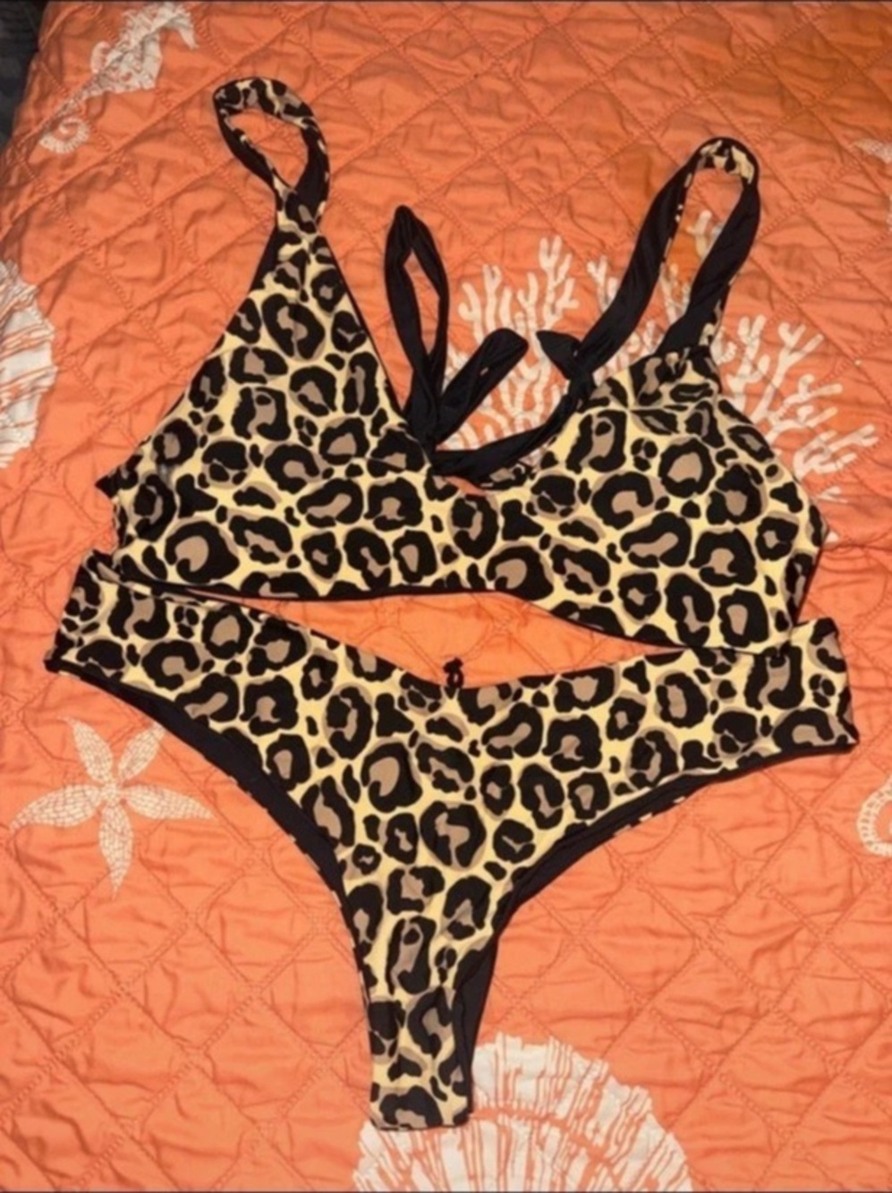 Leopard Print Bikini Set Custom Made L-XL